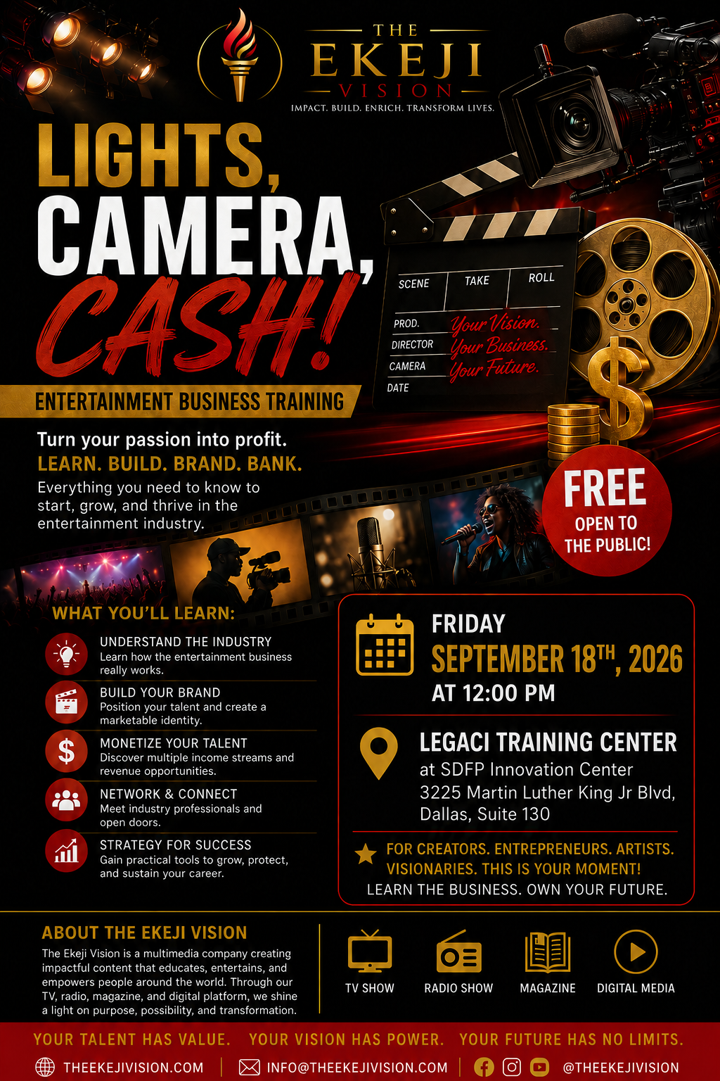 Public Relations workshop in the entertainment industry flyer